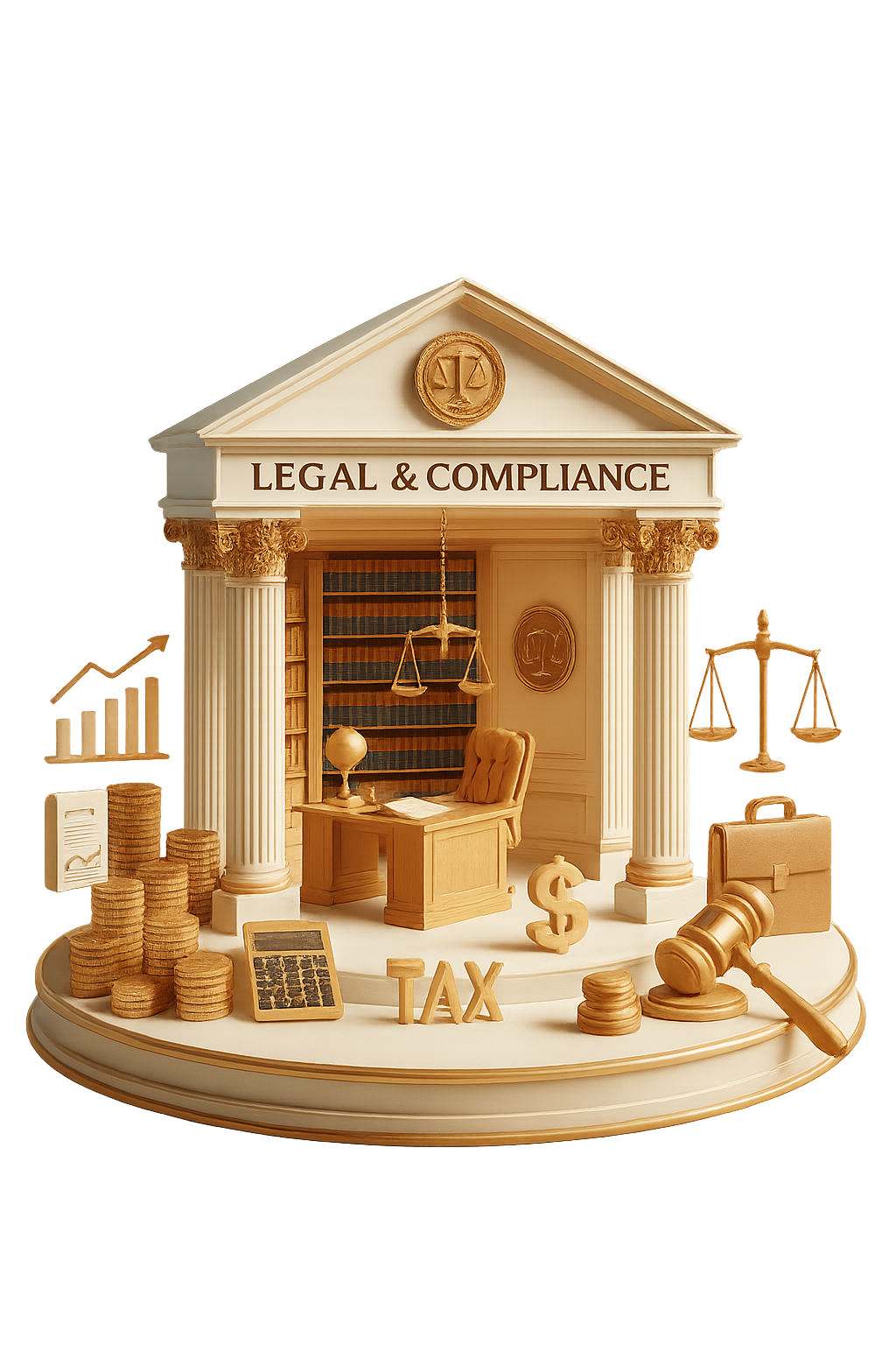 Legal & Compliance illustration showing professional services and business solutions